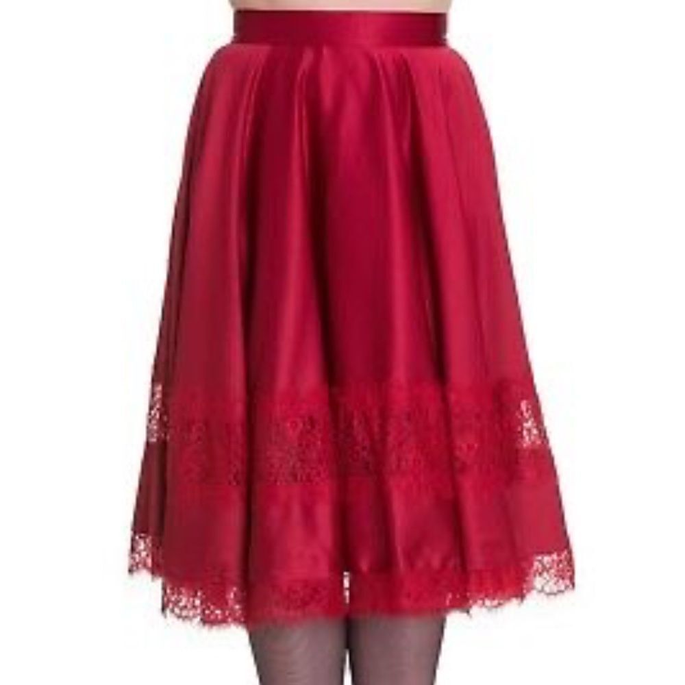 Hell Bunny Vixen Diana Red Lace Inset Skirt Sz S